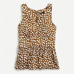 NWT J Crew V-neck Peplum Top in Jacquard Dot sz 4